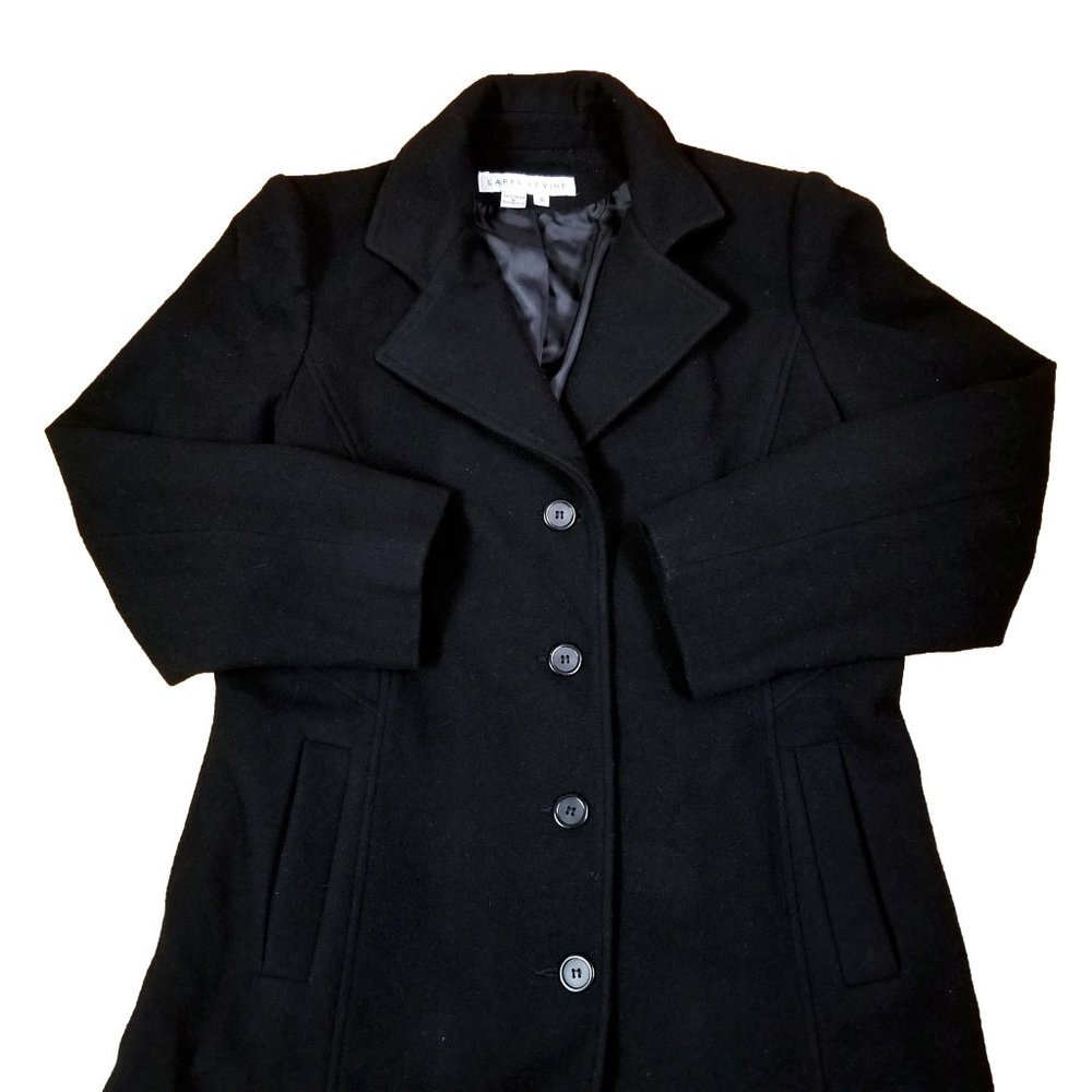 Larry Levine Black Trench Pea Coat Women's Size 4 - Picture 2 of 5